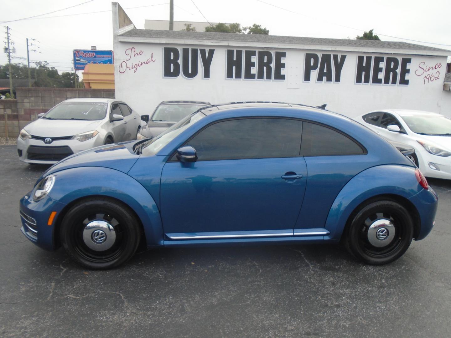 2018 BLUE Volkswagen Beetle 2.0T Coast (3VWFD7AT4JM) with an 2.0L L4 DOHC 16V engine, 6A transmission, located at 6112 N Florida Avenue, Tampa, FL, 33604, (888) 521-5131, 27.954929, -82.459534 - Photo#0